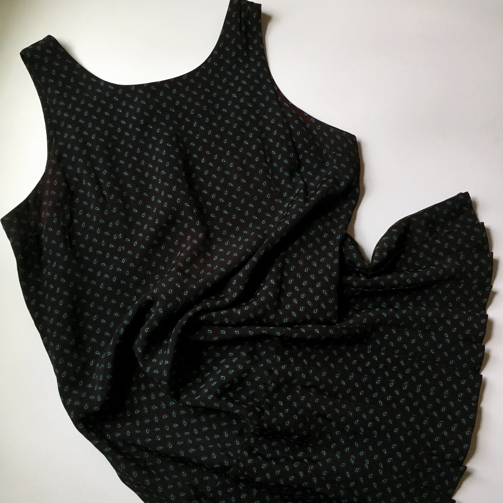 Vintage drop waist dress | pleated edge